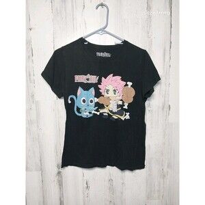 Fairy Tale Anime Black Graphic Crew Neck Tee Women's Large